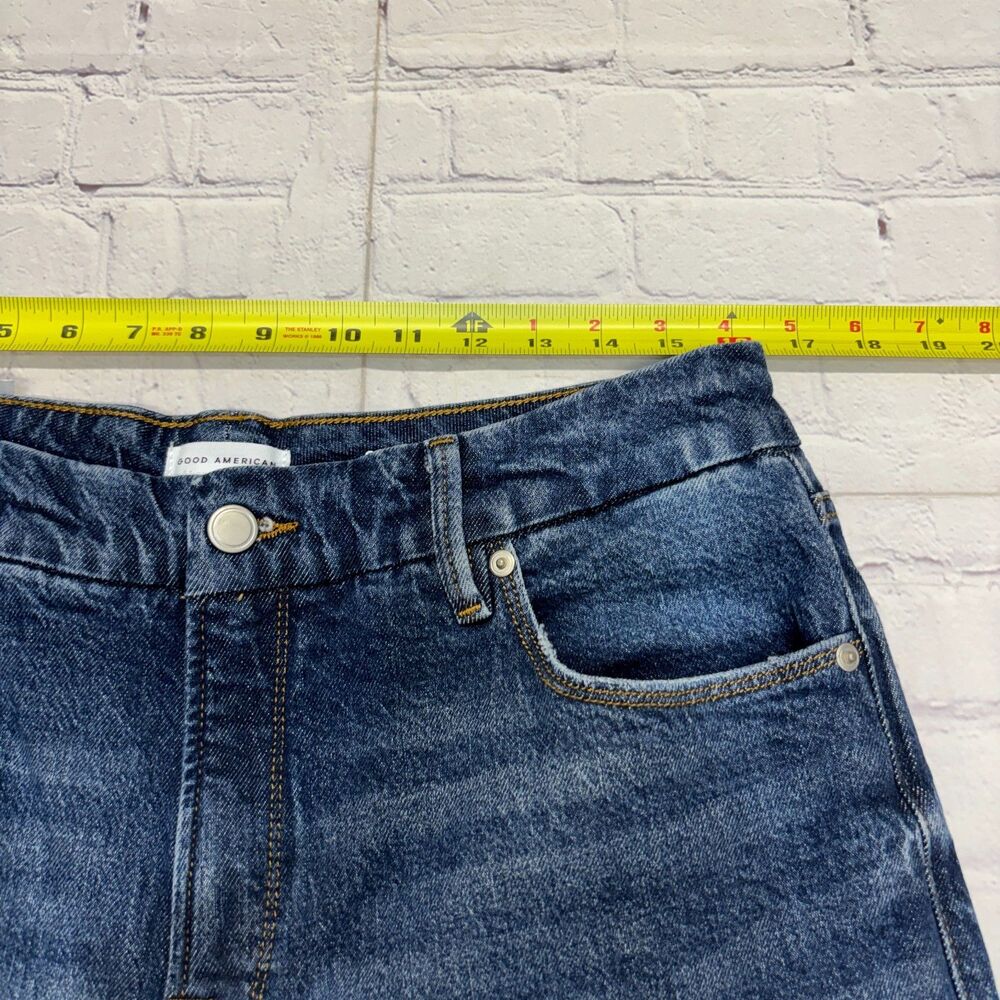 Good American Good Petite Palazzo Wide Leg Jeans Size 14/32 Denim C131 -15 - Picture 5 of 16